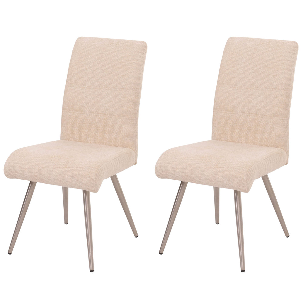 2er-Set Esszimmerstühle Edelstahl Chenille Öko-Tex creme