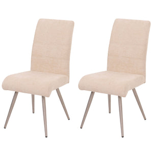 2er-Set Esszimmerstühle Edelstahl Chenille Öko-Tex creme