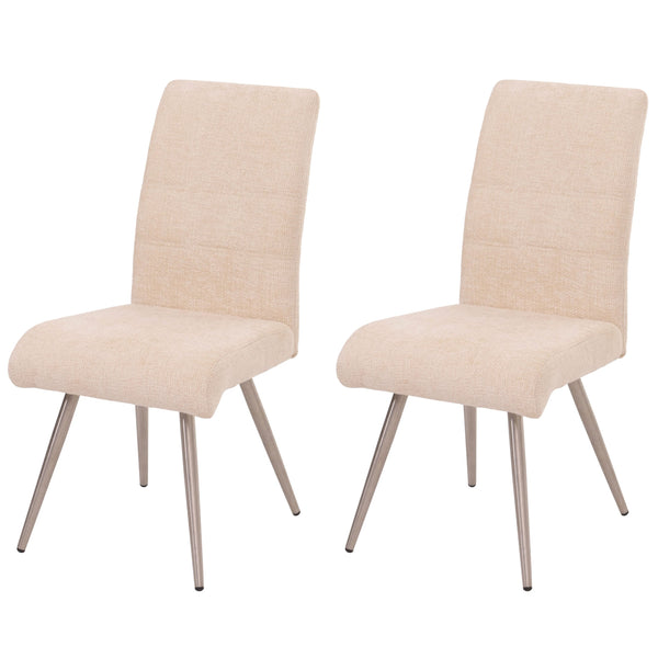 2er-Set Esszimmerstühle Edelstahl Chenille Öko-Tex creme