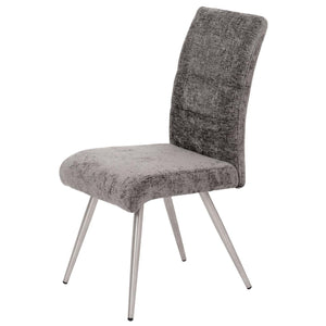 2er-Set Esszimmerstühle Edelstahl Chenille-Stoff Öko-Tex dunkelgrau