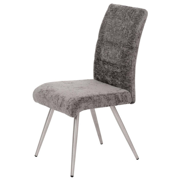 2er-Set Esszimmerstühle Edelstahl Chenille-Stoff Öko-Tex dunkelgrau