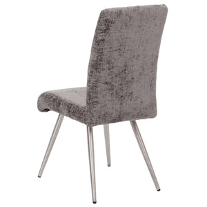 2er-Set Esszimmerstühle Edelstahl Chenille-Stoff Öko-Tex dunkelgrau