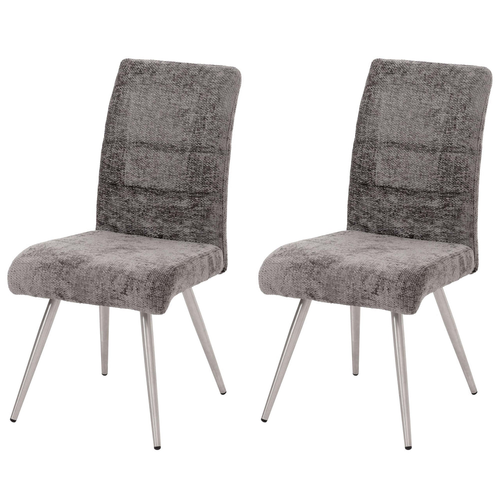 2er-Set Esszimmerstühle Edelstahl Chenille-Stoff Öko-Tex dunkelgrau