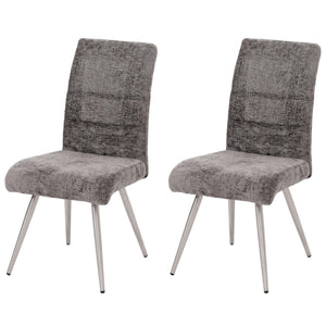 2er-Set Esszimmerstühle Edelstahl Chenille-Stoff Öko-Tex dunkelgrau