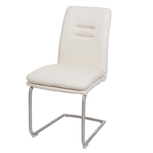 2er-Set Esszimmerstuhl Freischwinger Stoff Edelstahl creme-beige