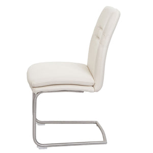 2er-Set Esszimmerstuhl Freischwinger Stoff Edelstahl creme-beige