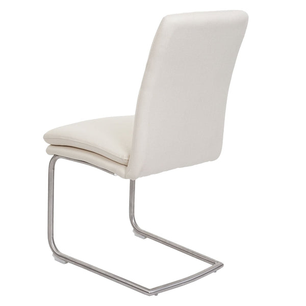 2er-Set Esszimmerstuhl Freischwinger Stoff Edelstahl creme-beige