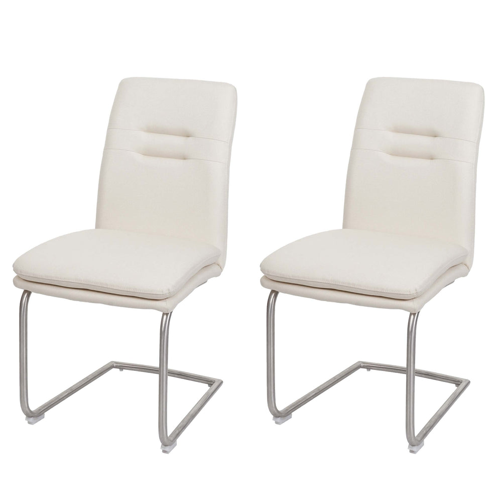 2er-Set Esszimmerstuhl Freischwinger Stoff Edelstahl creme-beige