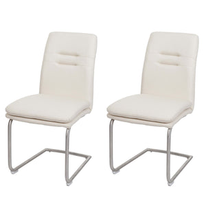 2er-Set Esszimmerstuhl Freischwinger Stoff Edelstahl creme-beige