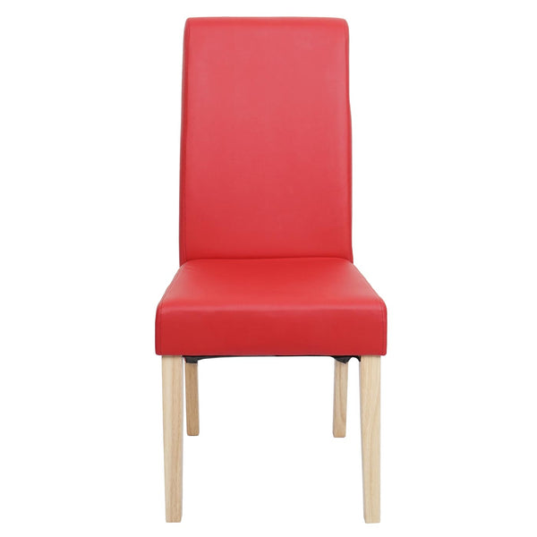 2er-Set Esszimmer- & Küchenstuhl Kunstleder matt helle Füsse rot