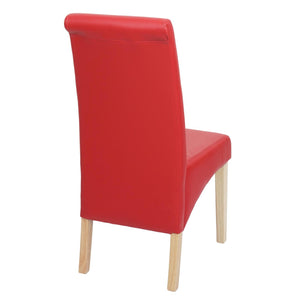 2er-Set Esszimmer- & Küchenstuhl Kunstleder matt helle Füsse rot