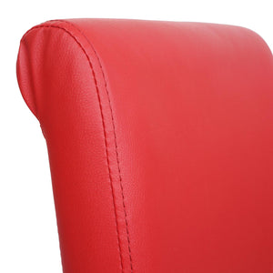 2er-Set Esszimmer- & Küchenstuhl Kunstleder matt helle Füsse rot