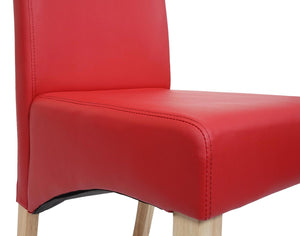 2er-Set Esszimmer- & Küchenstuhl Kunstleder matt helle Füsse rot