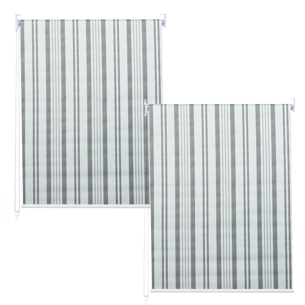 2er-Set Fensterrollo blickdicht Sonnenschutz 120x230cm grau/weiss