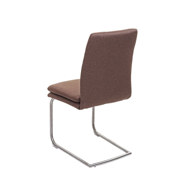 2er-Set Esszimmerstühle Freischwinger Stoff Edelstahl braun