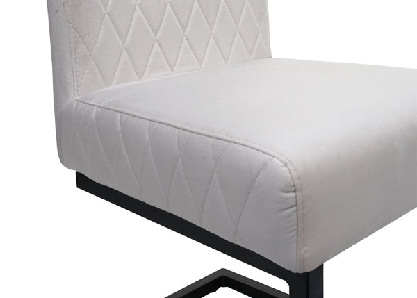 2er-Set Freischwinger Stühle Samt Stahl pulverbeschichtet creme-beige