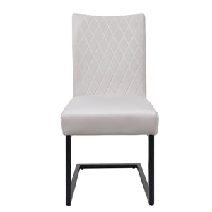 2er-Set Freischwinger Stühle Samt Stahl pulverbeschichtet creme-beige
