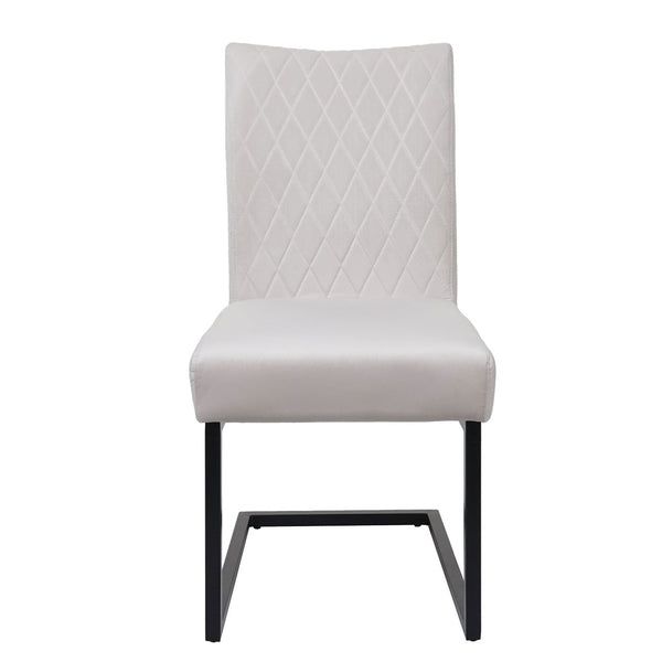 2er-Set Freischwinger Stühle Samt Stahl pulverbeschichtet creme-beige