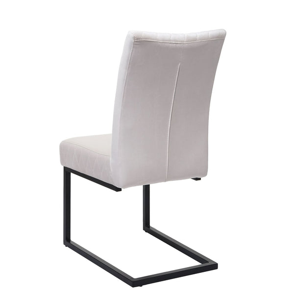 2er-Set Freischwinger Stühle Samt Stahl pulverbeschichtet creme-beige