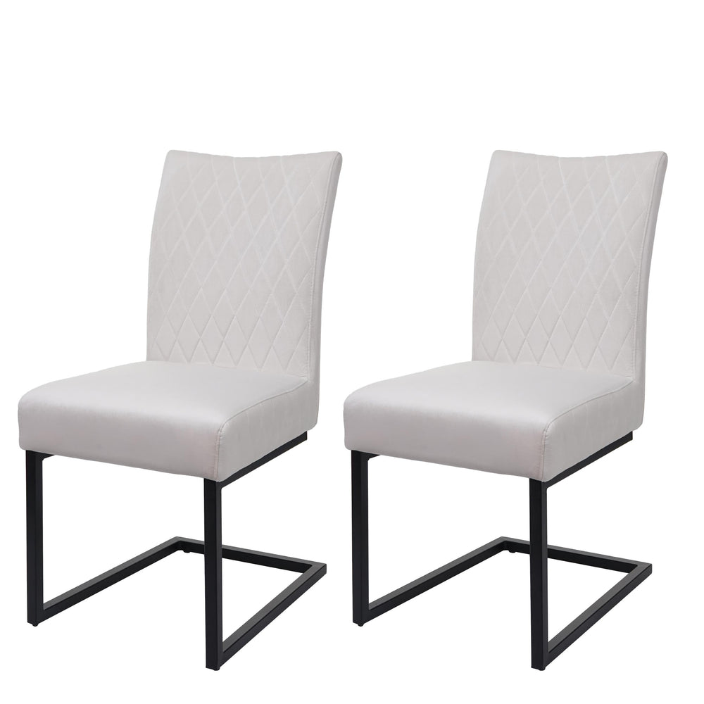 2er-Set Freischwinger Stühle Samt Stahl pulverbeschichtet creme-beige