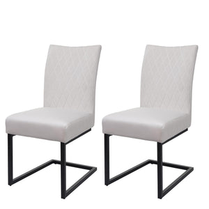 2er-Set Freischwinger Stühle Samt Stahl pulverbeschichtet creme-beige