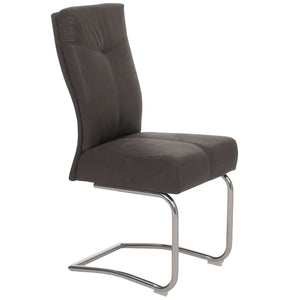 2er-Set Freischwinger Esszimmerstühle Textil Wildlederoptik grau