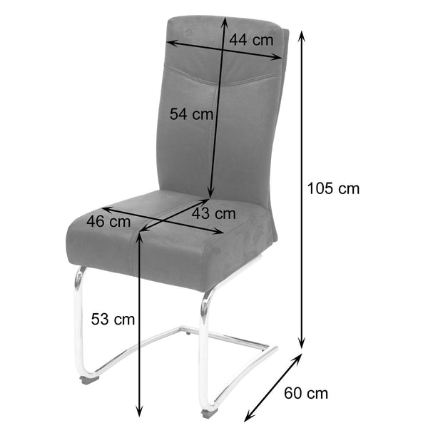 2er-Set Freischwinger Esszimmerstühle Textil Wildlederoptik grau