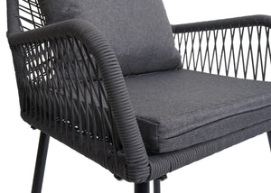 2er-Set Gartenstühle Aluminium Seilgeflecht Polster anthrazit