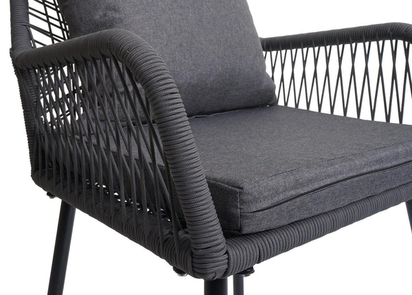 2er-Set Gartenstühle Aluminium Seilgeflecht Polster anthrazit