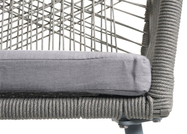 2er-Set Gartenstühle Aluminium Seilgeflecht Sitzpolster grau