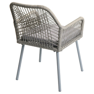 2er-Set Gartenstühle Aluminium Seilgeflecht Sitzpolster grau