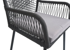 2er-Set Gartenstühle Outdoor Aluminium Seilgeflecht anthrazit grau