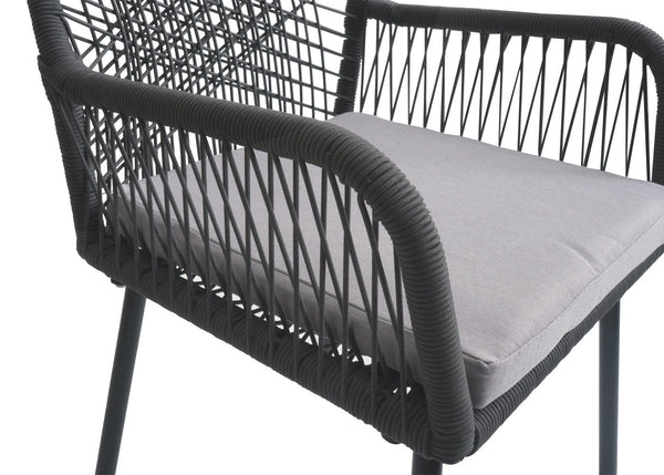 2er-Set Gartenstühle Outdoor Aluminium Seilgeflecht anthrazit grau