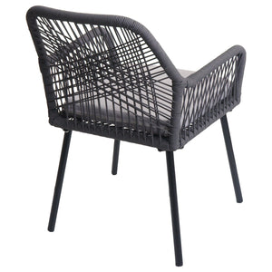 2er-Set Gartenstühle Outdoor Aluminium Seilgeflecht anthrazit grau