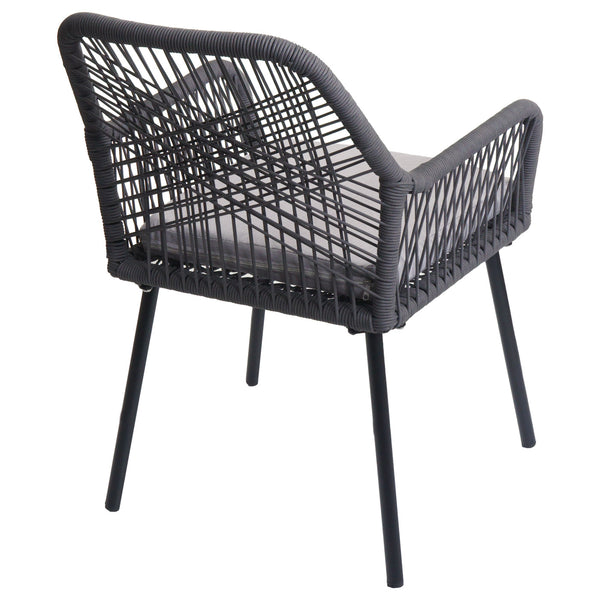 2er-Set Gartenstühle Outdoor Aluminium Seilgeflecht anthrazit grau