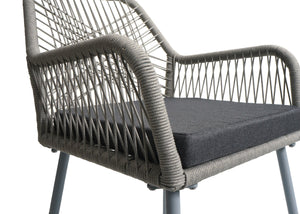 2er-Set Gartenstühle Outdoor Aluminium Seilgeflecht grau