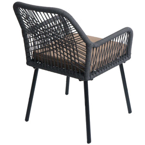 2er-Set Gartenstühle Outdoor Aluminium Seilgeflecht Polster anthrazit taupe
