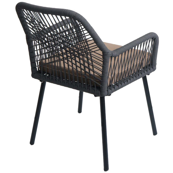 2er-Set Gartenstühle Outdoor Aluminium Seilgeflecht Polster anthrazit taupe