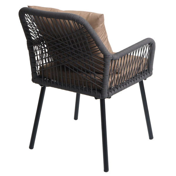 2er-Set Gartenstühle Outdoor Aluminium Seilgeflecht Polster anthrazit taupe