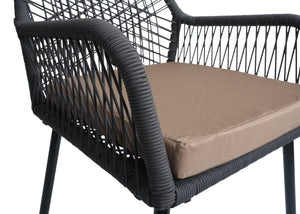 2er-Set Gartenstühle Outdoor Aluminium Seilgeflecht Polster anthrazit taupe