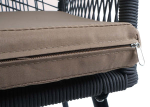 2er-Set Gartenstühle Outdoor Aluminium Seilgeflecht Polster anthrazit taupe