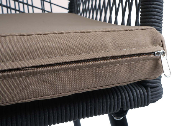 2er-Set Gartenstühle Outdoor Aluminium Seilgeflecht Polster anthrazit taupe