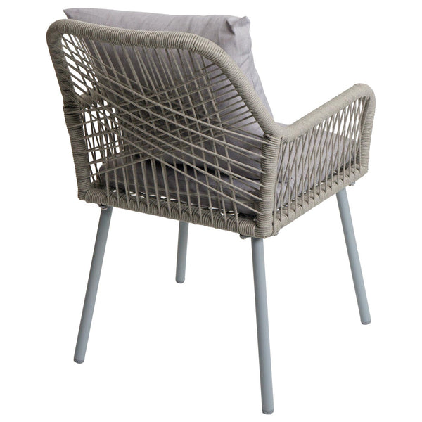 2er-Set Gartenstühle Outdoor Aluminium Seilgeflecht Polster grau