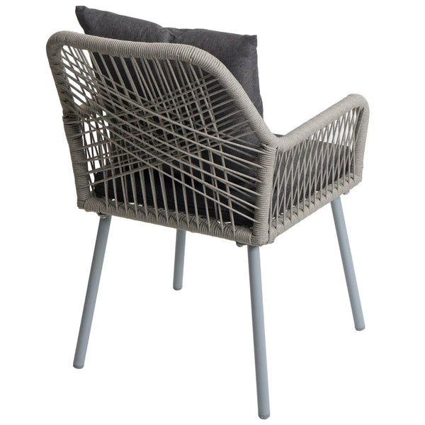 2er-Set Gartenstühle Outdoor Aluminium Seilgeflecht Polster grau