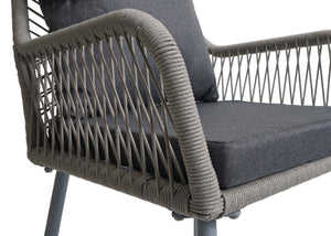 2er-Set Gartenstühle Outdoor Aluminium Seilgeflecht Polster grau