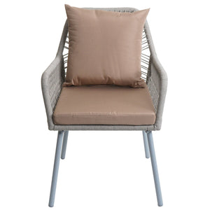 2er-Set Gartenstühle Outdoor Aluminium Seilgeflecht Polster grau taupe
