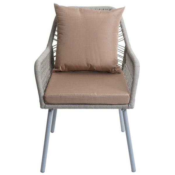 2er-Set Gartenstühle Outdoor Aluminium Seilgeflecht Polster grau taupe
