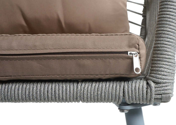2er-Set Gartenstühle Outdoor Aluminium Seilgeflecht Polster grau taupe