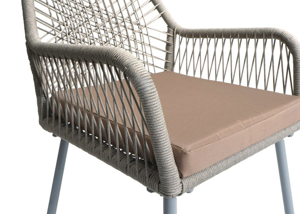 2er-Set Gartenstuhl Outdoor Aluminium Seilgeflecht Sitzpolster