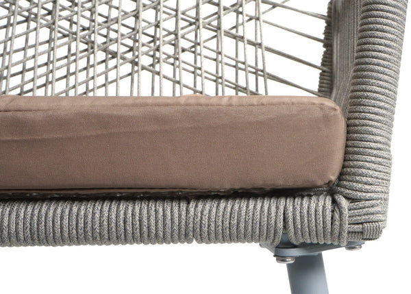 2er-Set Gartenstuhl Outdoor Aluminium Seilgeflecht Sitzpolster